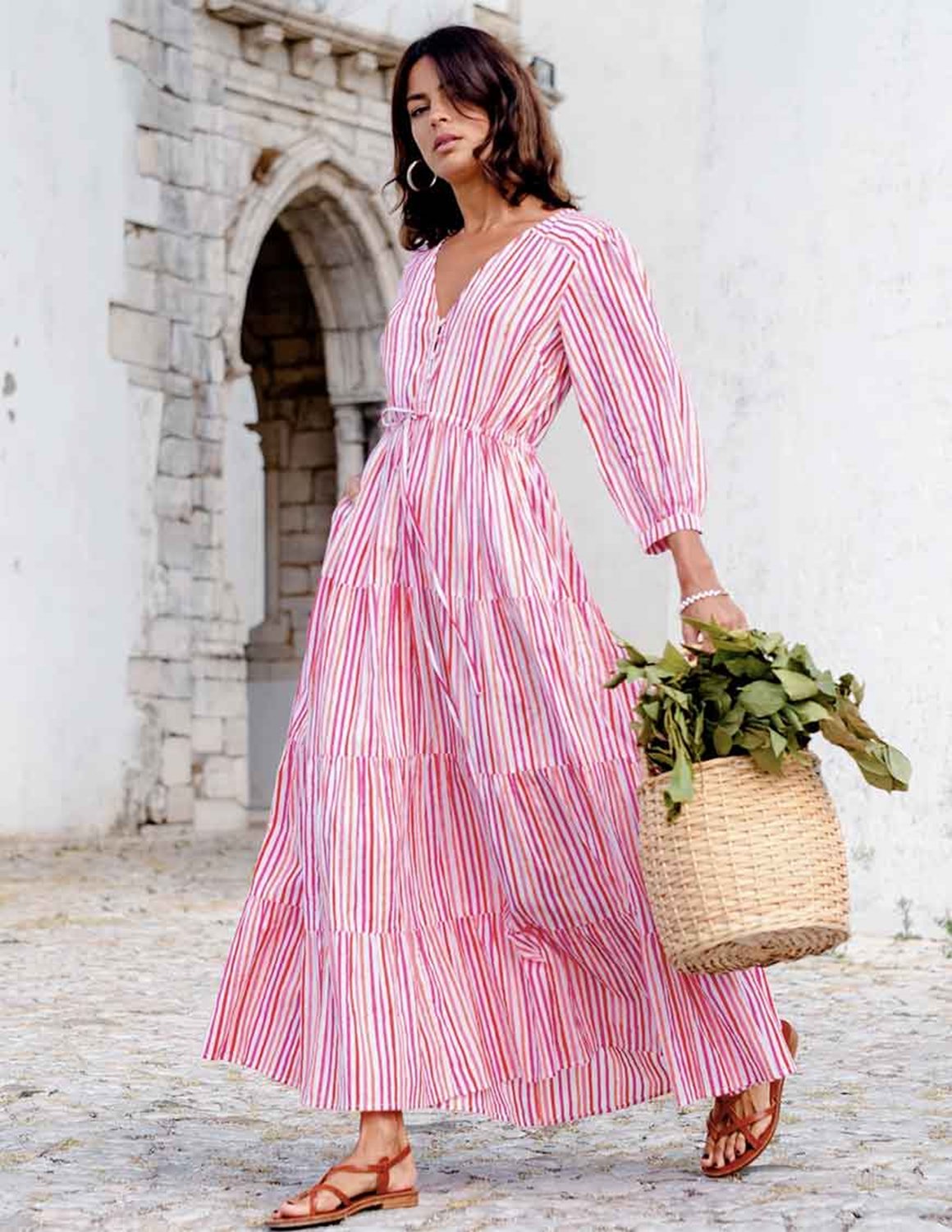 Pink City Prints Maria dress - candy stripe