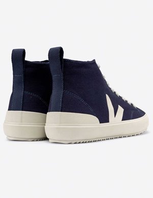 Veja Trainers nova high-top canvas trainers - navy side
