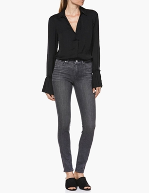 Paige Jeans hoxton ankle skinny jeans - grey peaks back