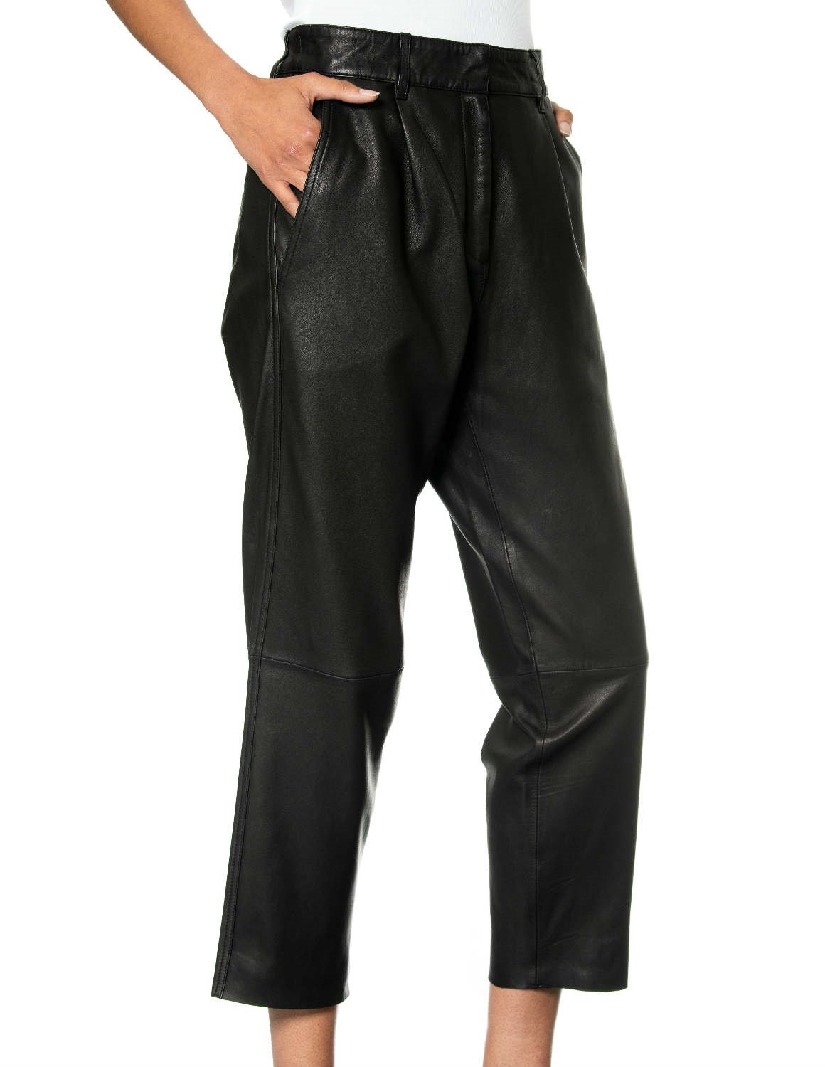 MDK Iris Leather Trousers | Black | Feather & Stitch