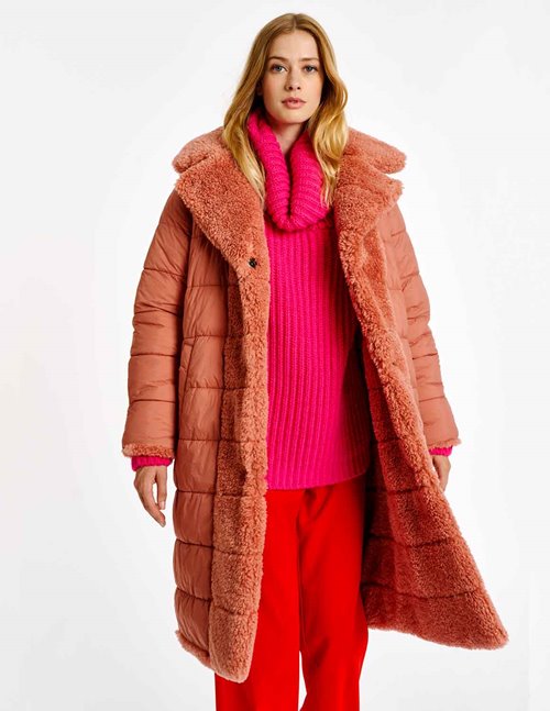 Essentiel Antwerp alexander faux fur puffer coat - pink