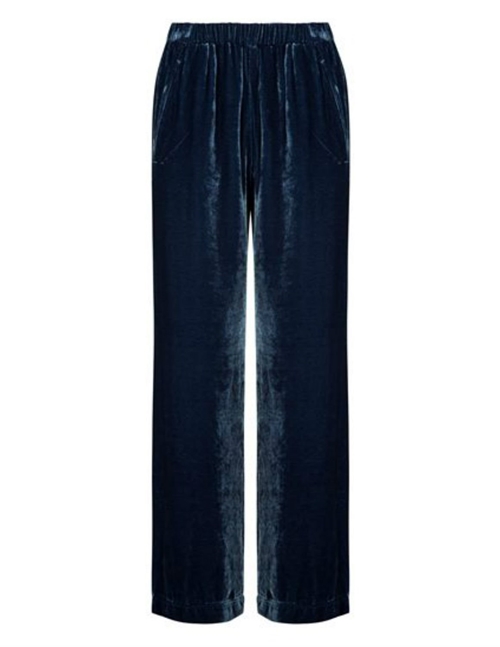 blue velvet wide leg trousers