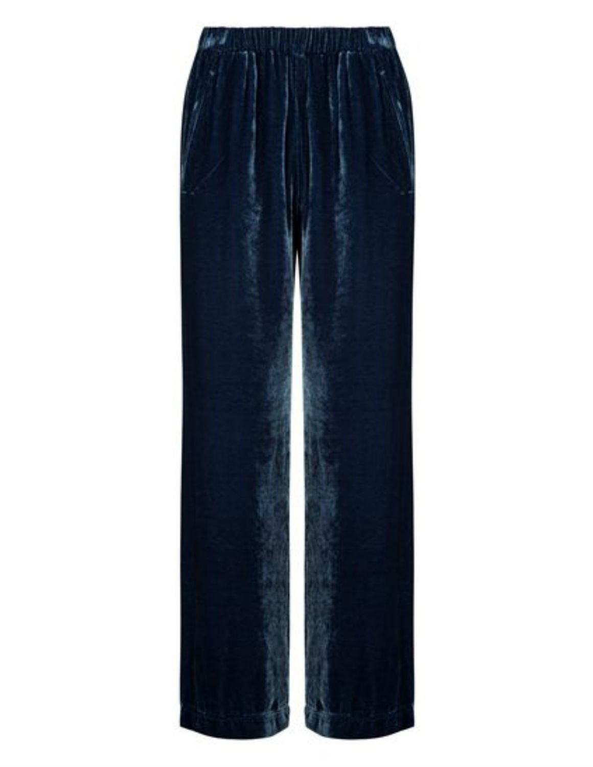 blue velvet wide leg trousers