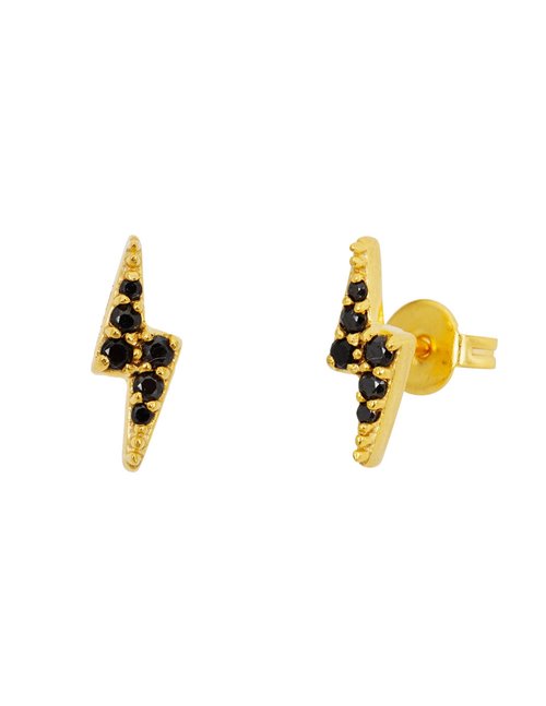 Une A Une bolzn lightning earrings - gold / black os