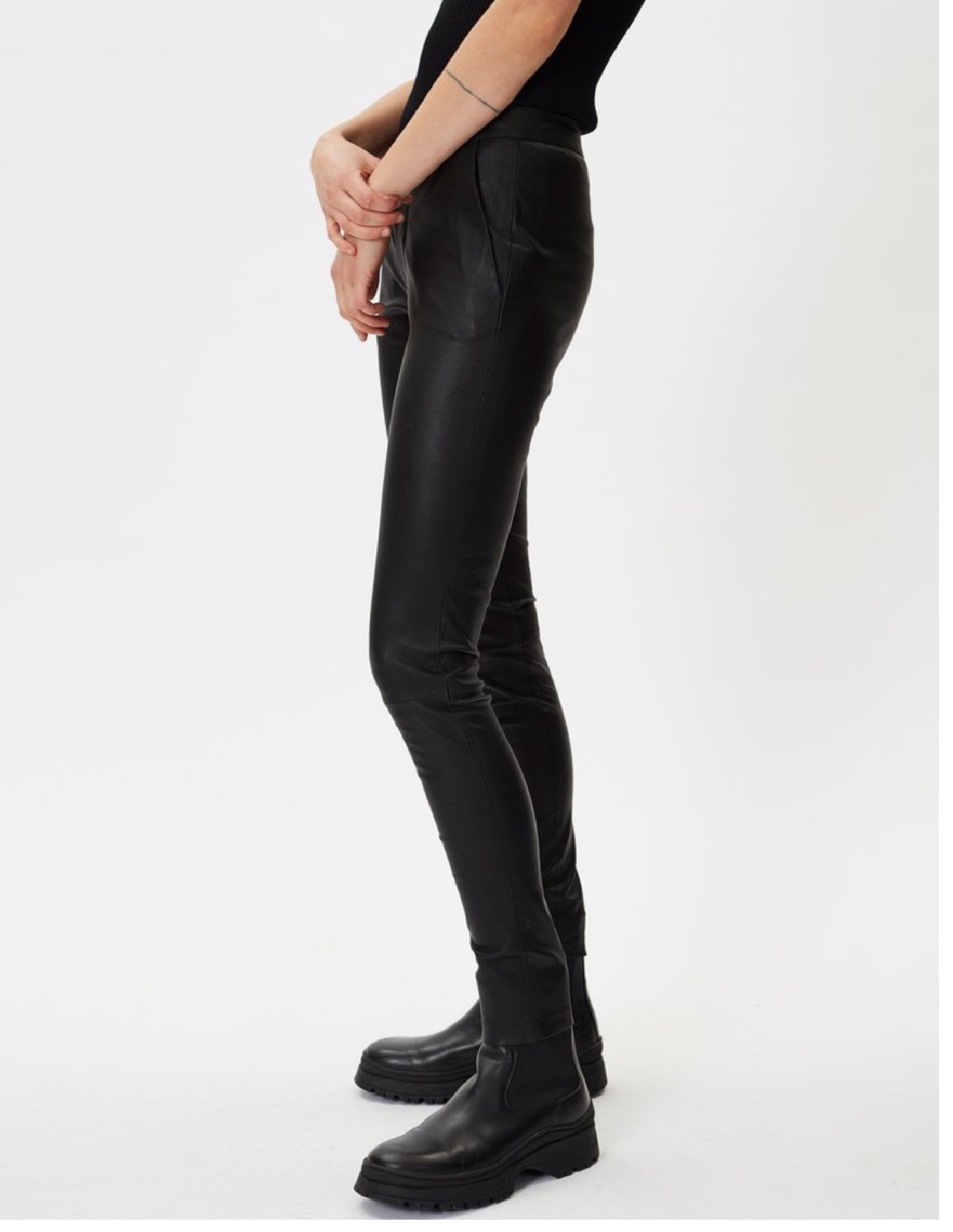 Sosandar Skinny Faux Leather Trousers Black at John Lewis  Partners