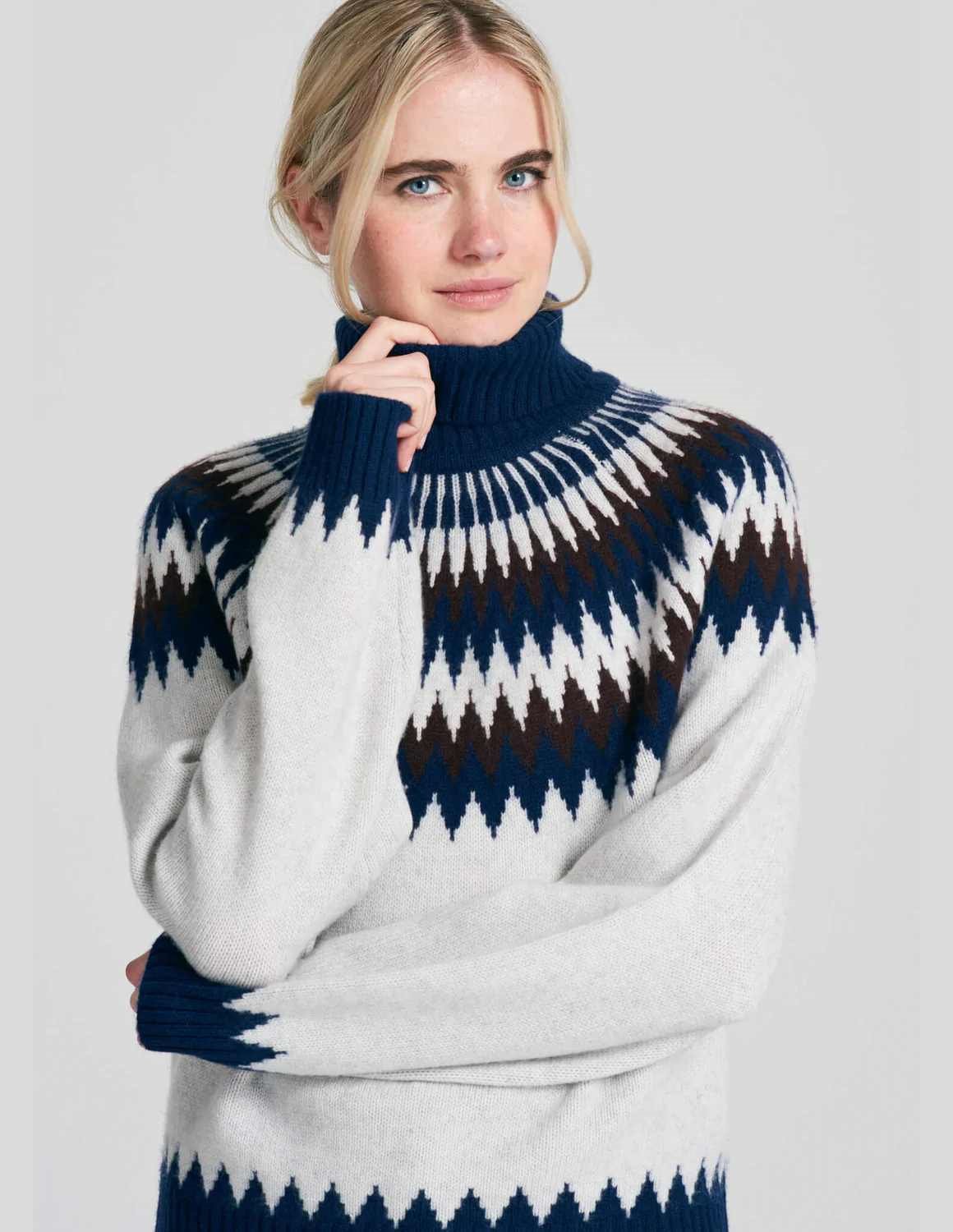Jumper 1234 Nordic yoke roll collar - navy