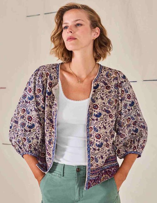 M.A.B.E - Darla Print Frill Short Sleeve Top - Rose/Multi