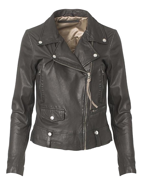 MDK Seattle Thin Leather Jacket Black Feather Stitch