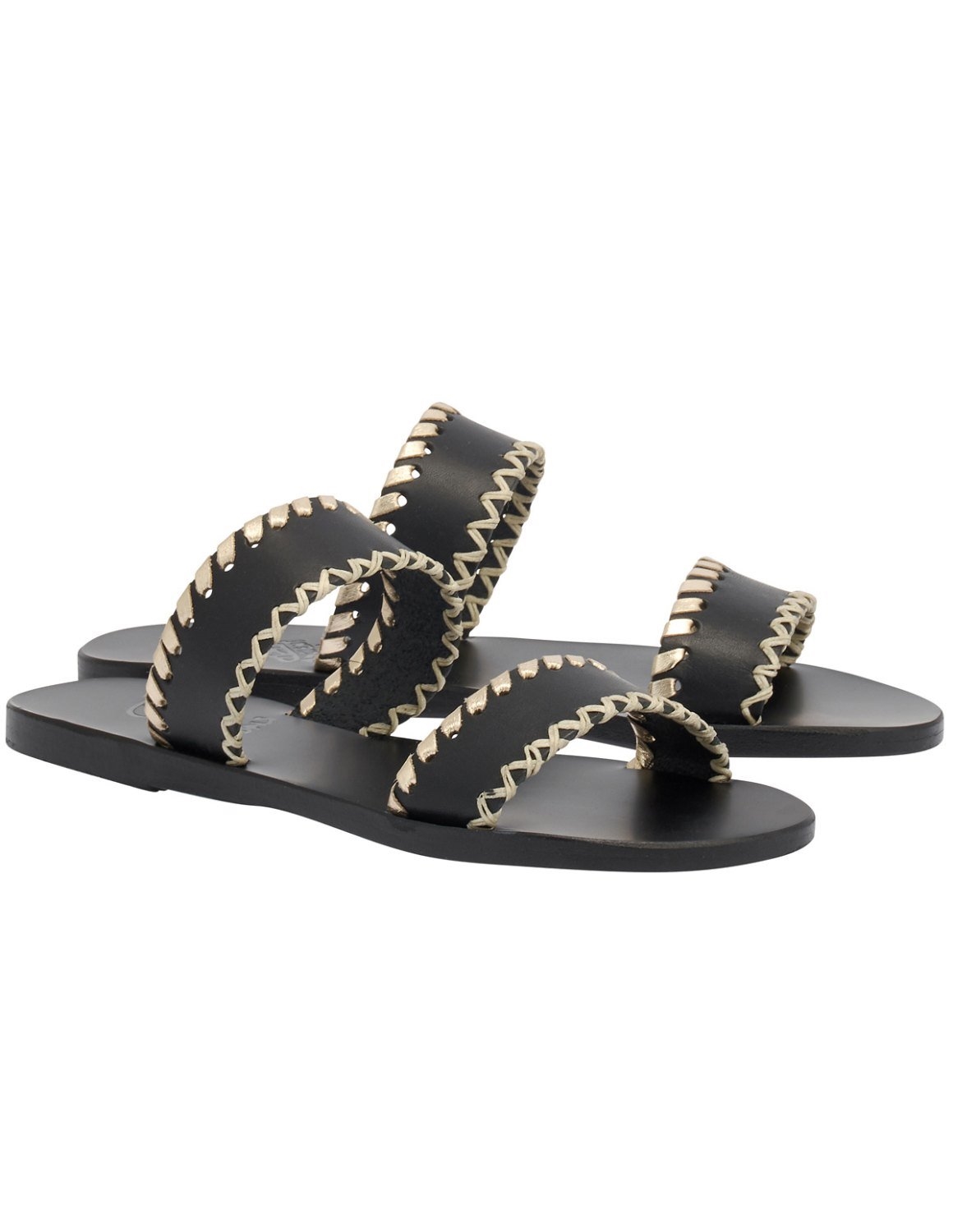 Ancient Greek Sandals melia stitch sandals - black / platinum