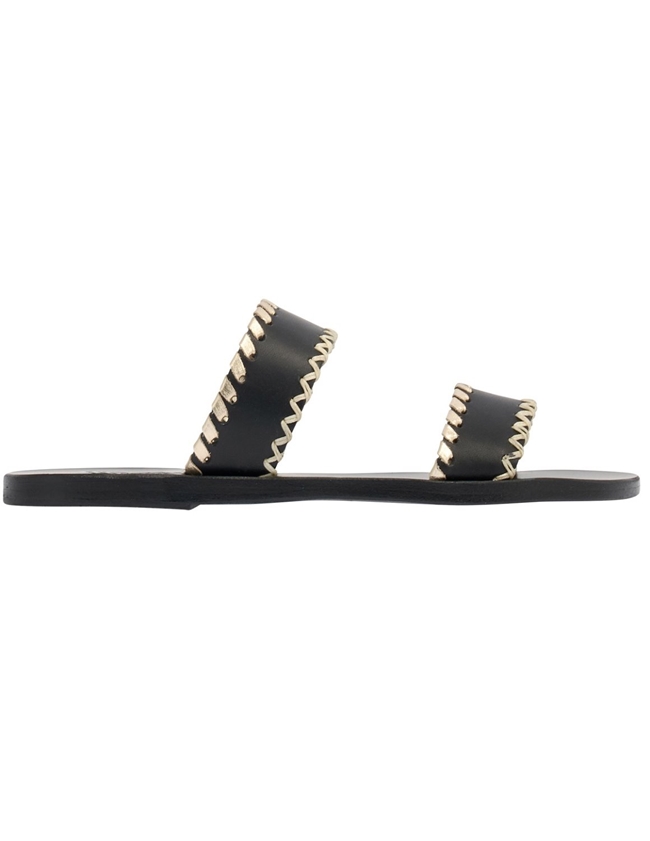 Ancient Greek Sandals Melia stitch sandals - black / platinum - Feather ...