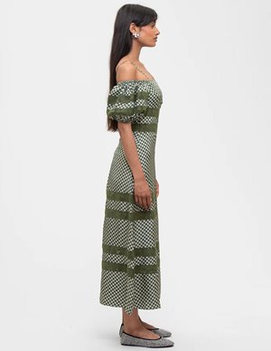 Shrimps Clothing freya dress - chive/cream detail