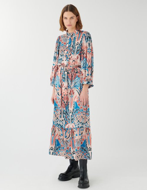 Dea Kudibal Riley Floral Print Silk Wrap And Tie Dress Orange