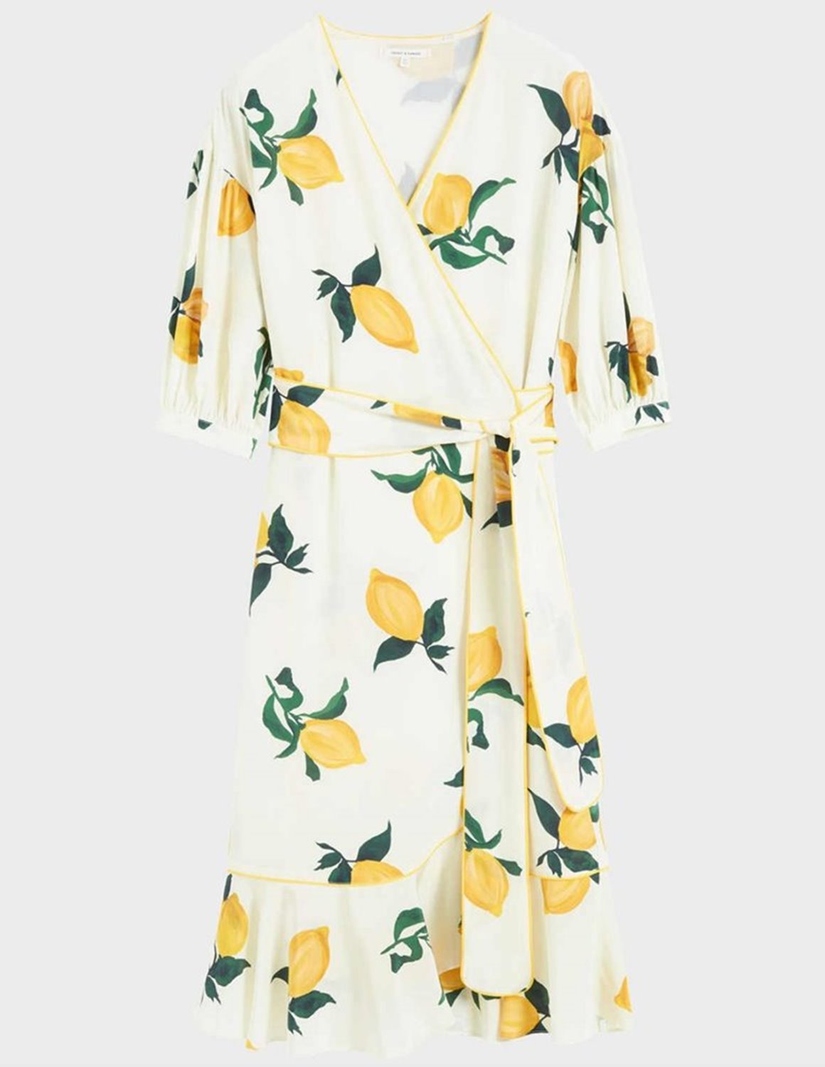 Chinti and Parker lemon silk wrap dress - ivory