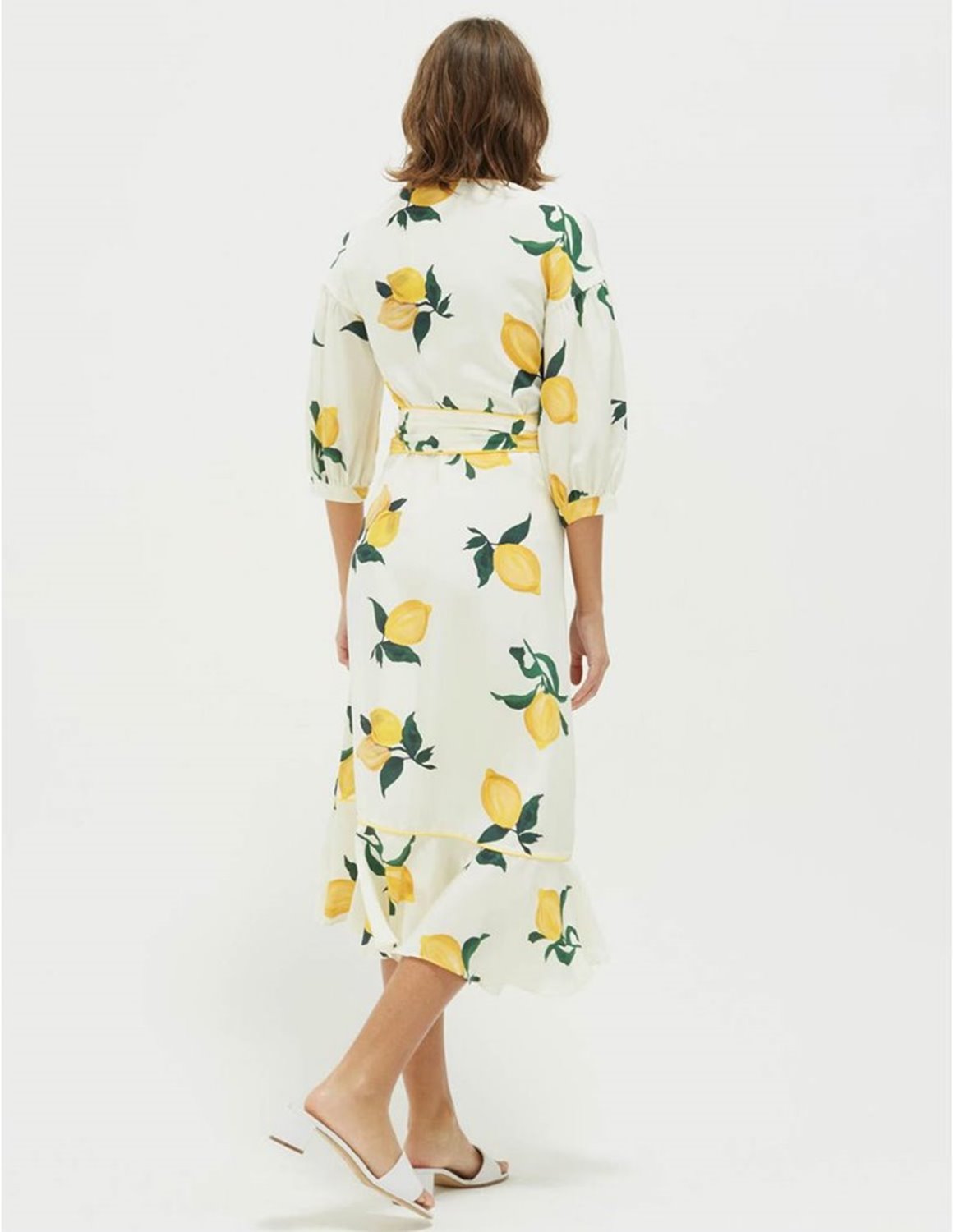 Chinti and Parker lemon silk wrap dress ...