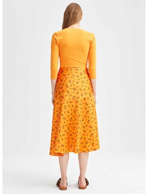 Rodebjer alva tech satin skirt - apricot detail