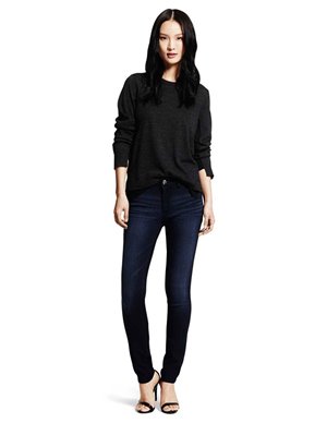 DL1961 florence mid-rise skinny jeans - wooster / dark blue