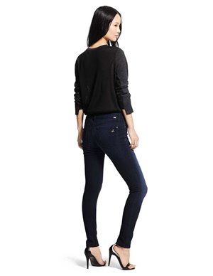 DL1961 florence mid-rise skinny jeans - wooster / dark blue detail