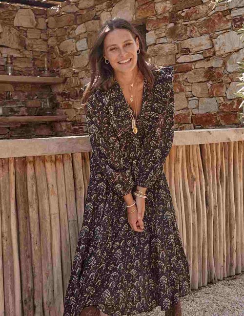 M.A.B.E - Laney Emb Dress - Ecru/Multi