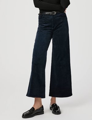 Paige Harper Ankle Trouser in Navy Corduroy back