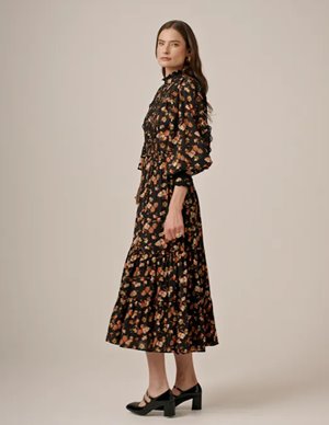 byTiMo cotton slub dress - midnight daisy back