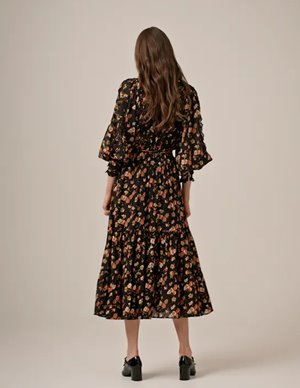 byTiMo cotton slub dress - midnight daisy side