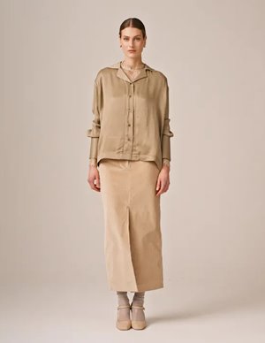 byTiMo corduroy pencil skirt - beige detail