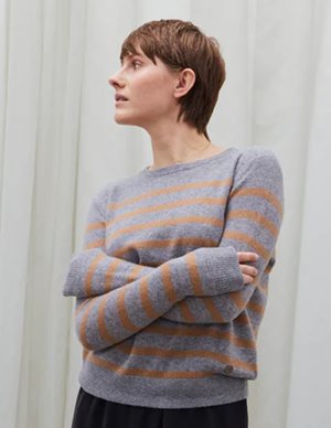 Beta Studios bibi striped jumper - grey / camel back