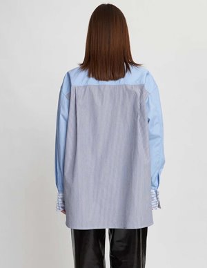 Stella Nova combined cotton stripe shirt - blue side