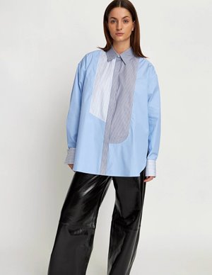 Stella Nova combined cotton stripe shirt - blue