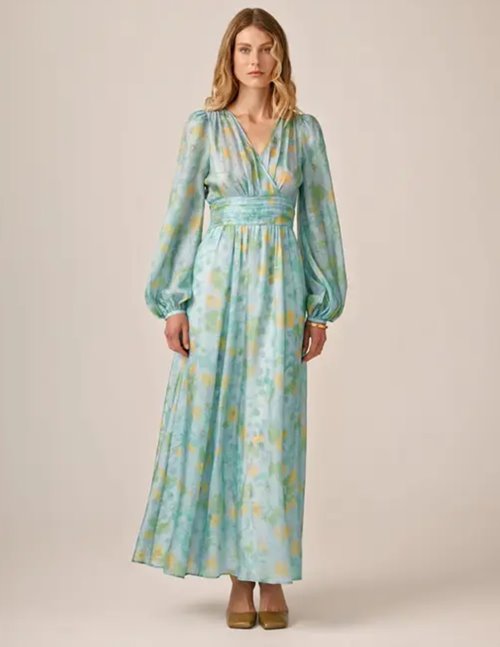 byTiMo cupro tieband gown - anemone field