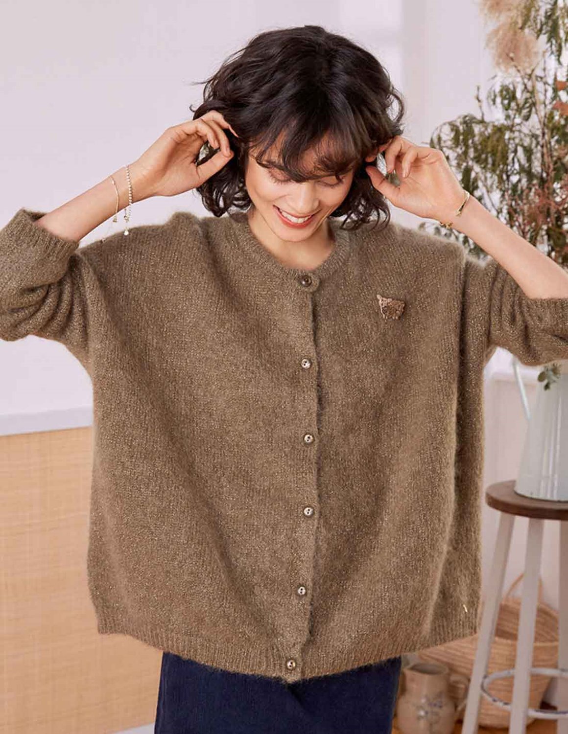 Des Petits Hauts Dorly Buttoned Cardigan - Khaki