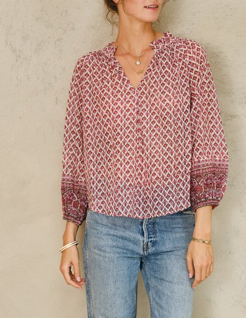 M.A.B.E Viti Print Top - Orange/Turq