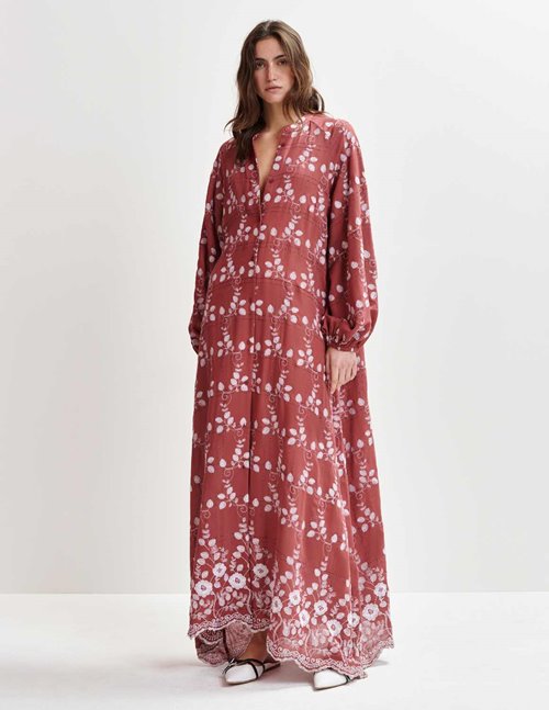 Essentiel Antwerp hangeles maxi dress - rust