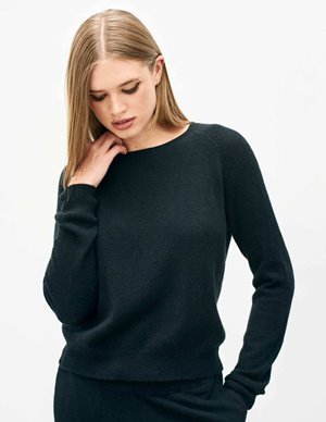 Jumper 1234 crop crew jumper - black