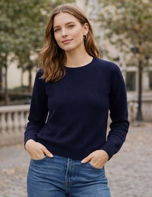Jumper 1234 crop crew jumper - navy