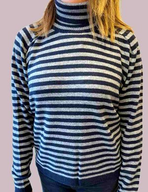 Jumper 1234 stripe roll collar jumper - navy back