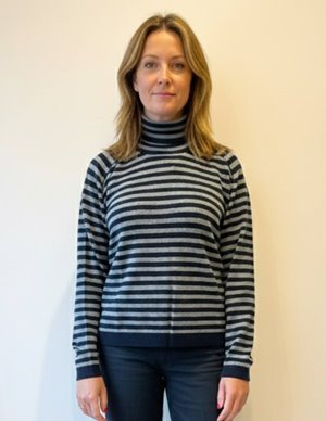 Jumper 1234 stripe roll collar jumper - navy