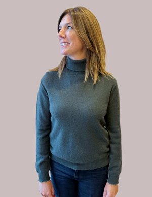 Jumper 1234 distressed roll collar jumper - khaki