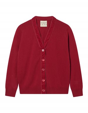 Jumper 1234 velvet cardigan - claret back