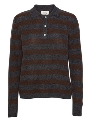 Beta Studios lizzie stripe jumper - brown back