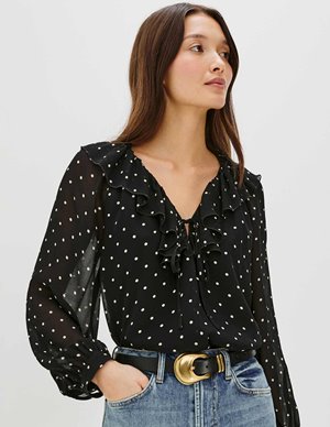 Rails honora dot blouse - black