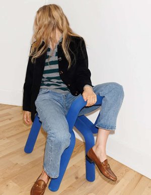 Beta Studios lizzie stripe jumper - green model