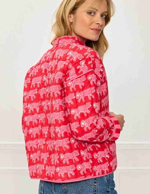 Pink City Prints penny jacket - crimson leopard side
