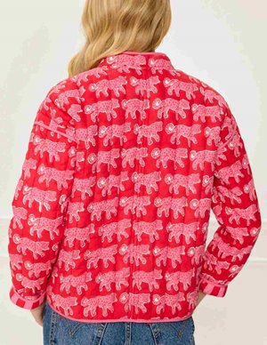 Pink City Prints penny jacket - crimson leopard detail