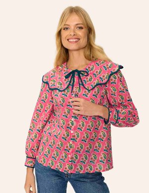 Pink City Prints apple blouse - candy