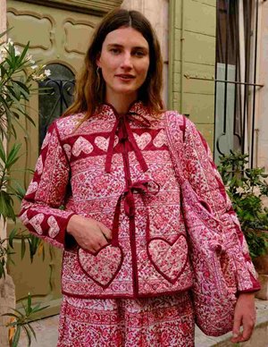 Pink City Prints penny jacket - burgundy patchwork side