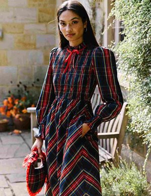 Pink City Prints izzy dress - midnight tartan