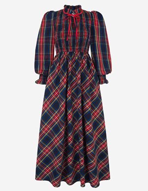 Pink City Prints izzy dress - midnight tartan back