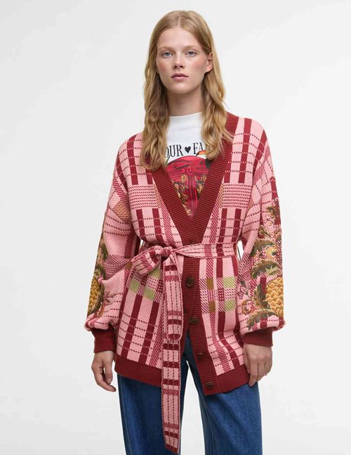 Barbour Luisa cardigan - pink tartan