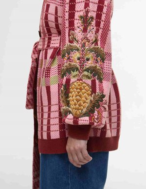 Barbour luisa cardigan - pink tartan detail